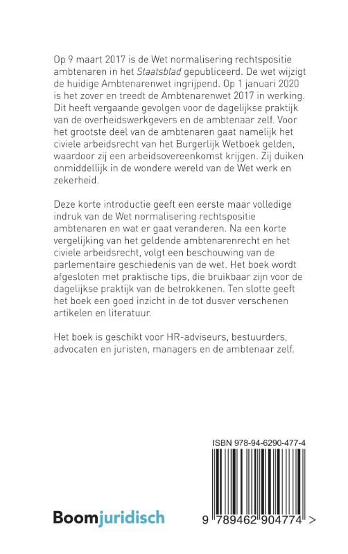 Achterkant van De Wet normalisering rechtspositie ambtenaren