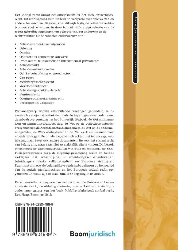 Achterkant van Wetgeving sociaal recht 2018/2019