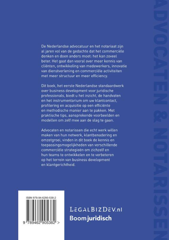Achterkant van Handboek business development voor advocaten & notarissen