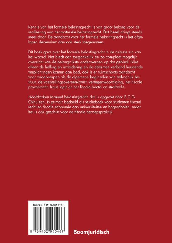 Achterkant van Hoofdzaken formeel belastingrecht