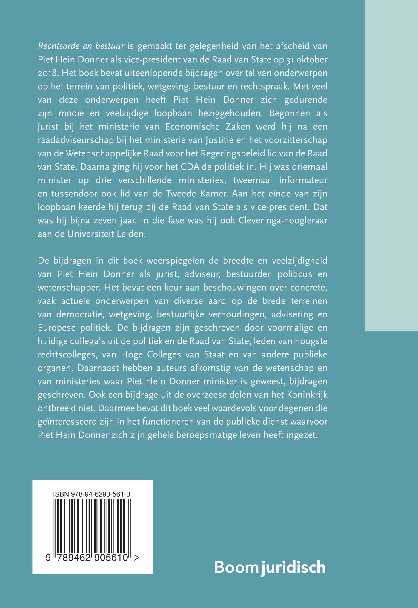 Achterkant van Rechtsorde en bestuur