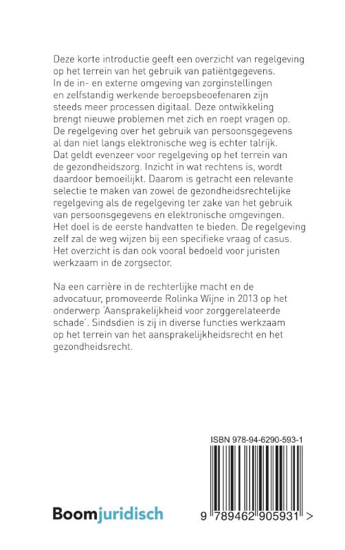 Achterkant van Kernregelgeving gebruik digitale patiëntengegevens