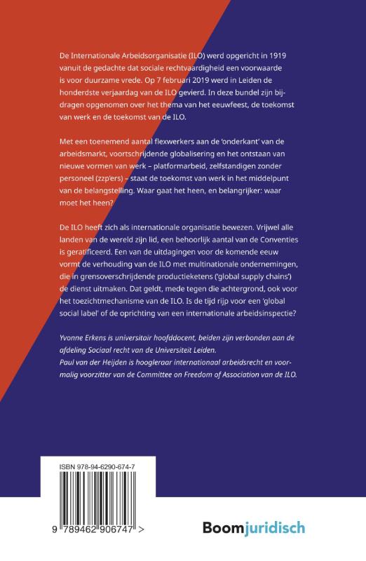 Achterkant van De internationale arbeidsorganisatie: honderd jaar