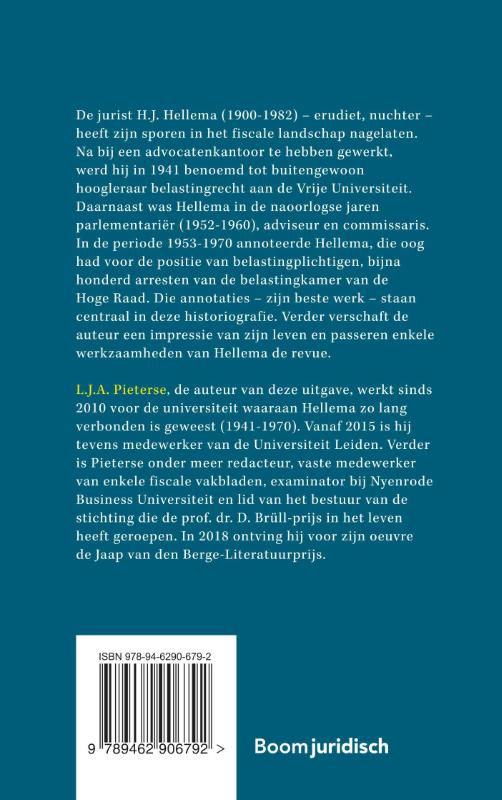 Achterkant van Over H.J. Hellema (1900-1982)