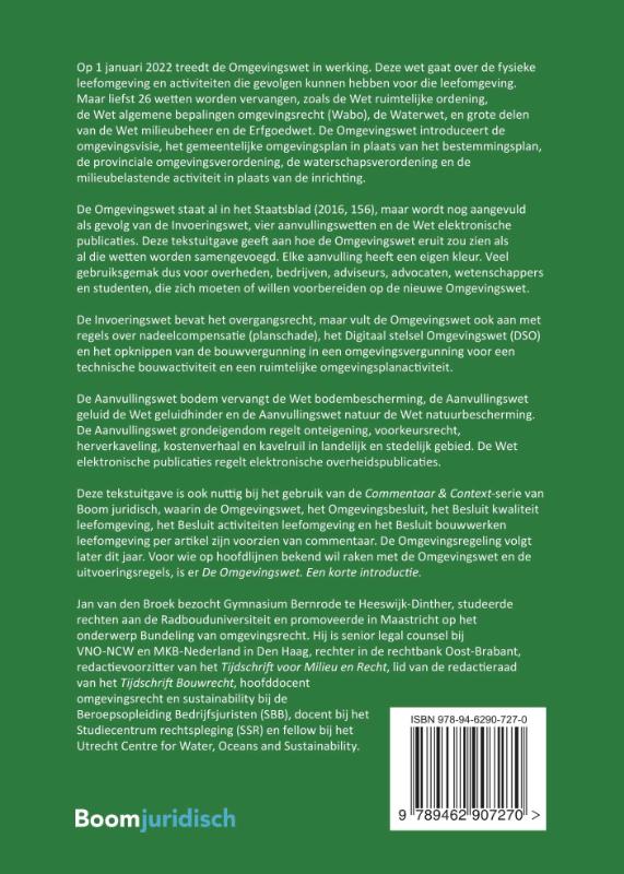 Achterkant van Tekstuitgave Omgevingswet