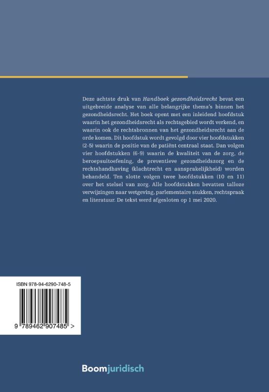 Achterkant van Handboek gezondheidsrecht