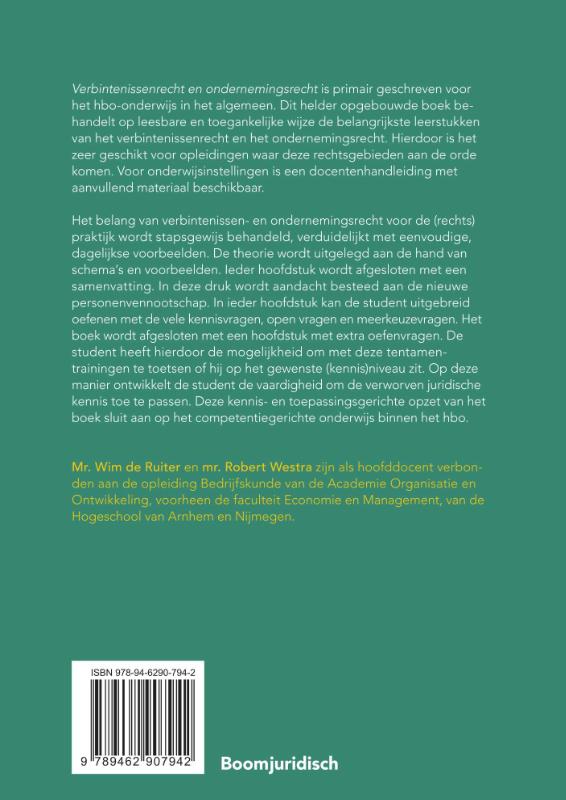 Achterkant van Verbintenissenrecht & ondernemingsrecht