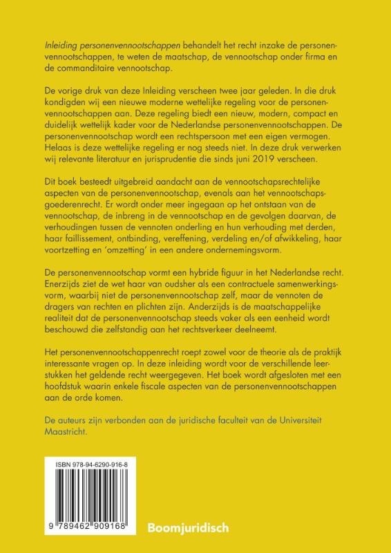 Achterkant van Inleiding personenvennootschappen