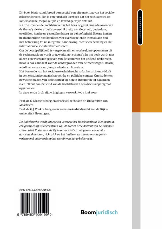 Achterkant van Hoofdzaken socialezekerheidsrecht