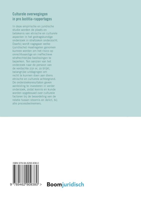 Achterkant van Culturele overwegingen in pro Justitia-rapportages