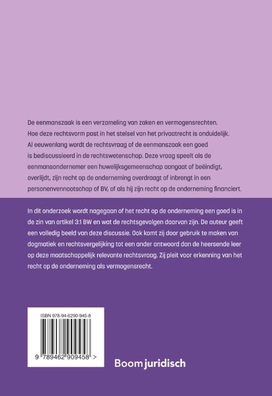 Achterkant van De plaats van de eenmanszaak in het stelsel van het privaatrecht