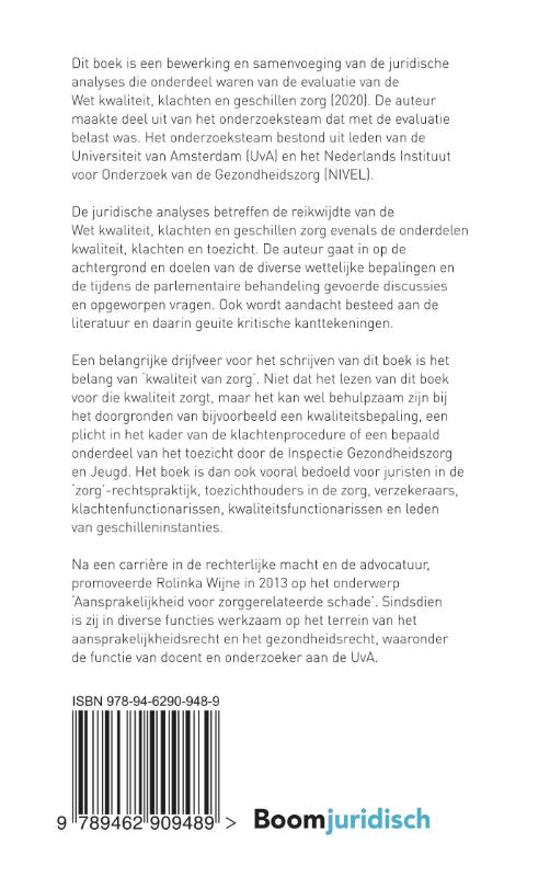 Achterkant van De wet kwaliteit, klachten en geschillen zorg