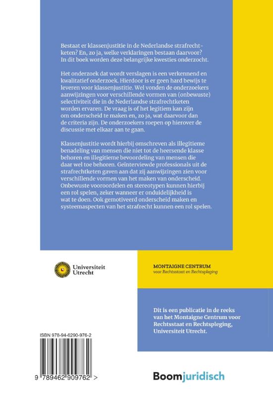 Achterkant van Klassenjustitie in de Nederlandse strafrechtketen