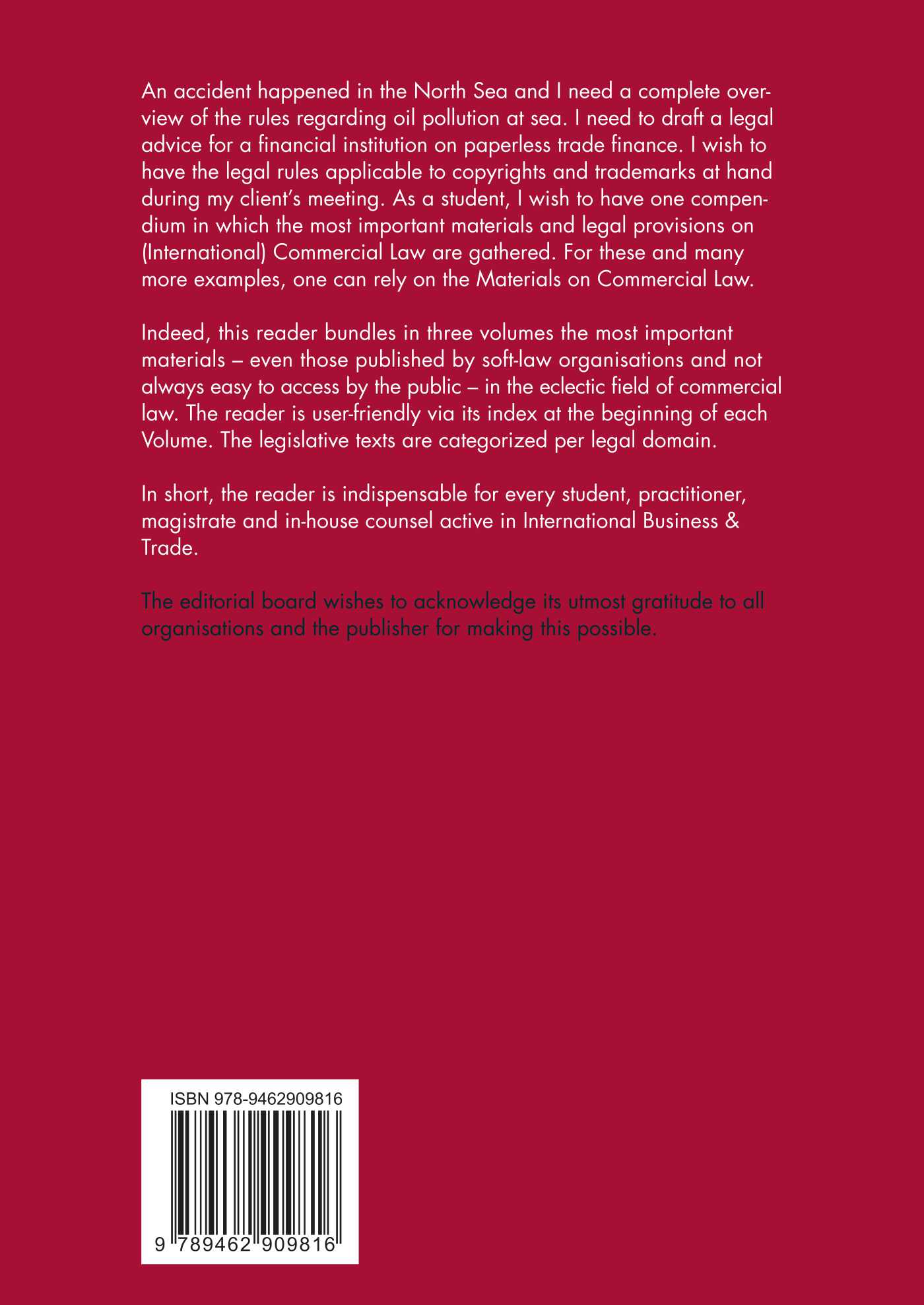 Achterkant van Materials on Commercial Law - Volume II