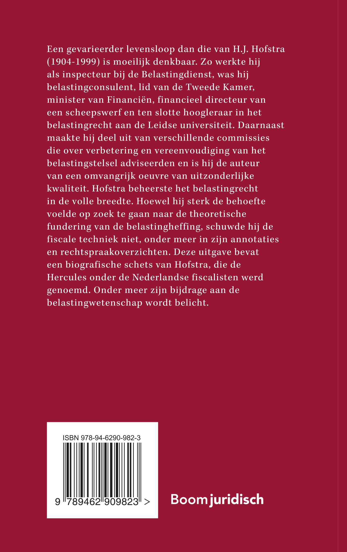 Achterkant van Over H.J. Hofstra (1904-1999)