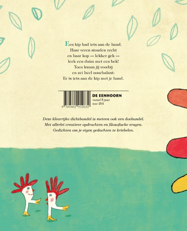 Achterkant van Er is iets aan de kip met je hand