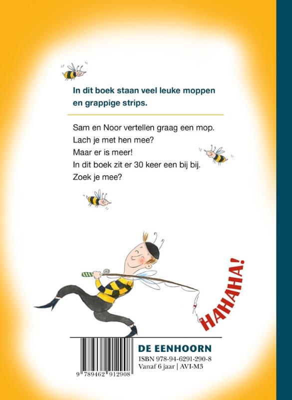 Achterkant van een mop met een bij bij