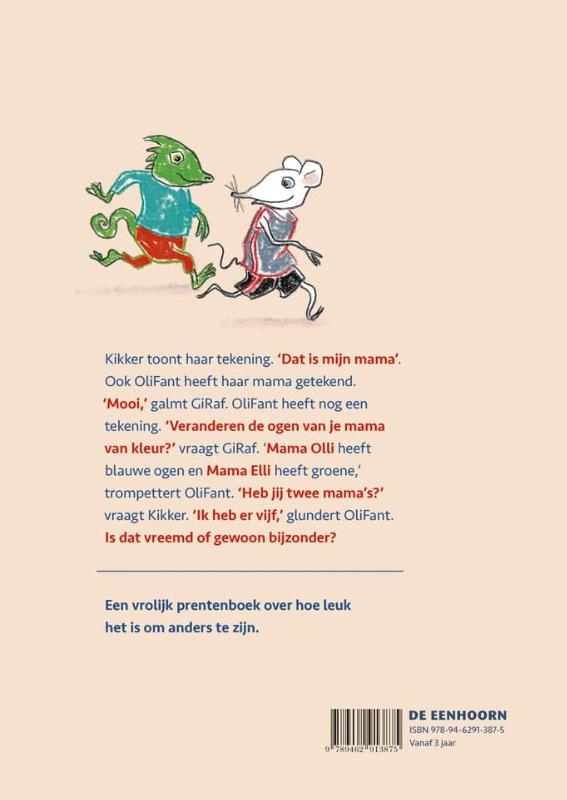Achterkant van Vijf mama's voor OliFant
