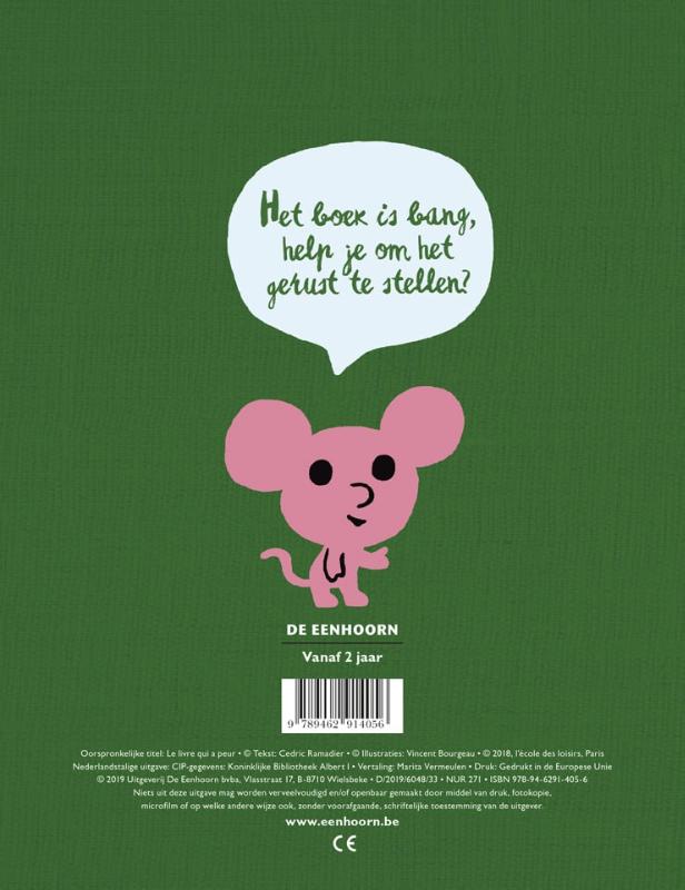 Achterkant van Het boek is bang