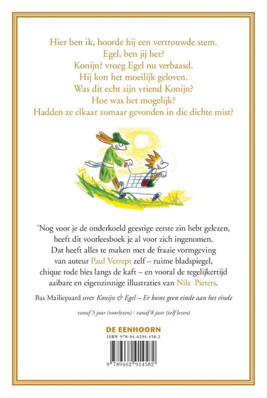 Achterkant van Konijn & Egel – We kennen de weg als onze broekzak