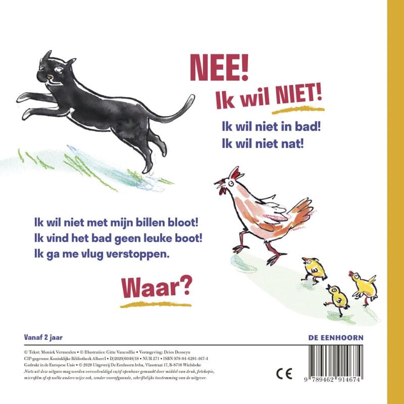 Achterkant van Niet in bad!