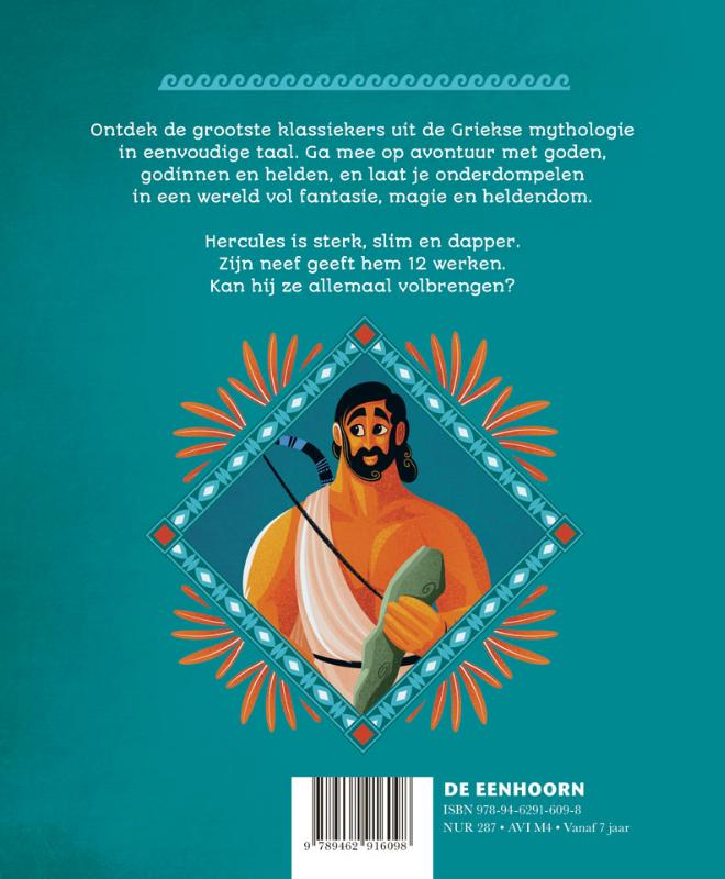 Achterkant van Griekse mythen - Hercules