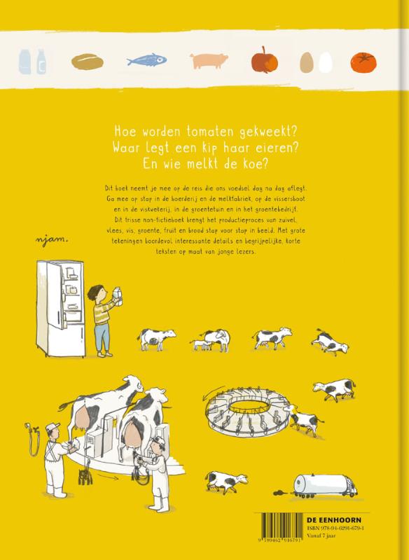 Achterkant van Waar komt ons eten vandaan?