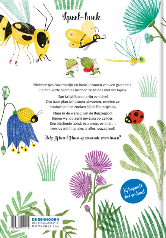 Achterkant van De grote reis van de minimensjes