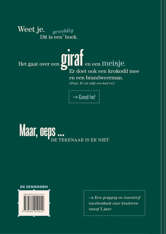 Achterkant van Over de giraf die en hondje wil zijn