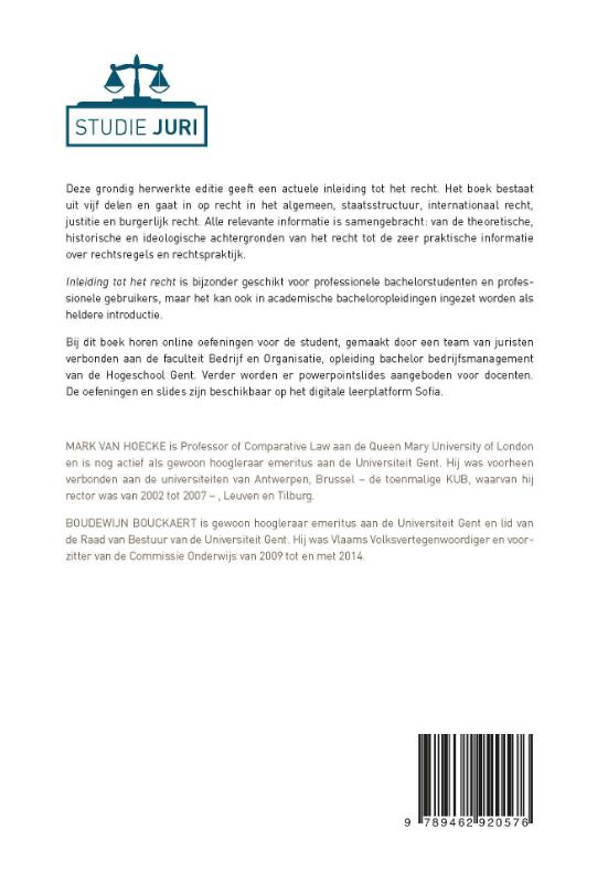 Achterkant van Inleiding tot het recht