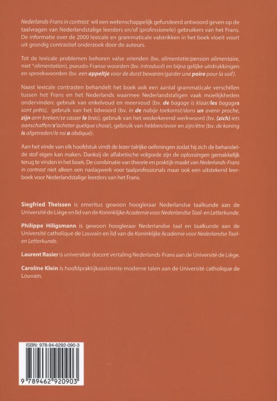 Achterkant van Nederlands-Frans in contrast