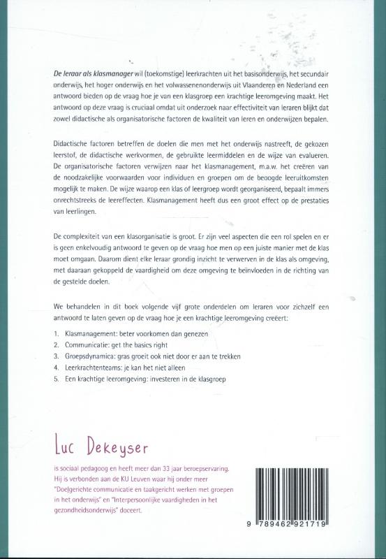 Achterkant van De leraar als klasmanager