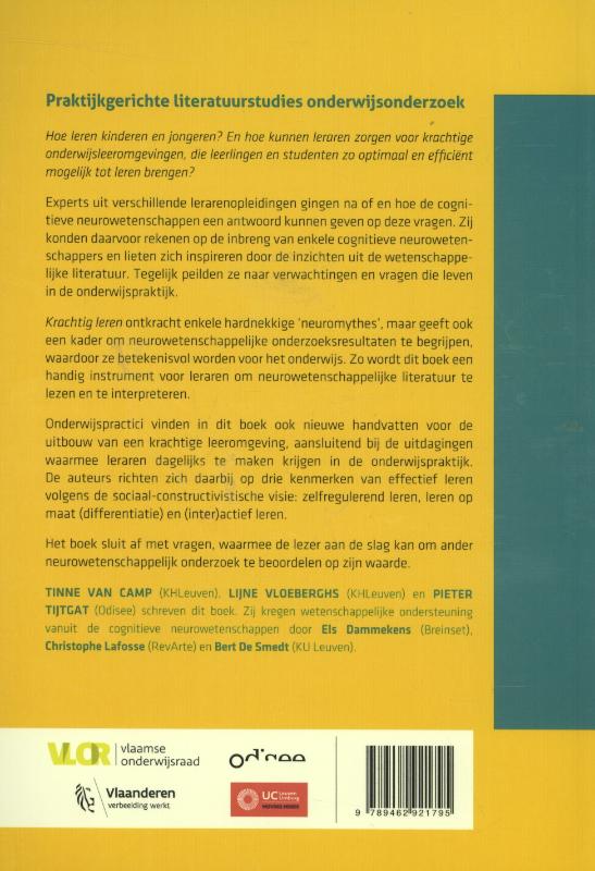 Achterkant van Krachtig leren, cognitief neurowetenschappelijk benaderd