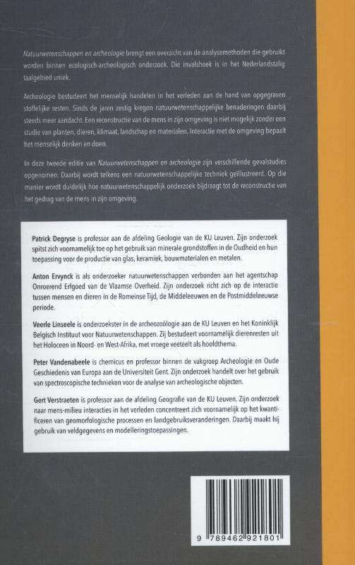 Achterkant van Natuurwetenschappen en archeologie