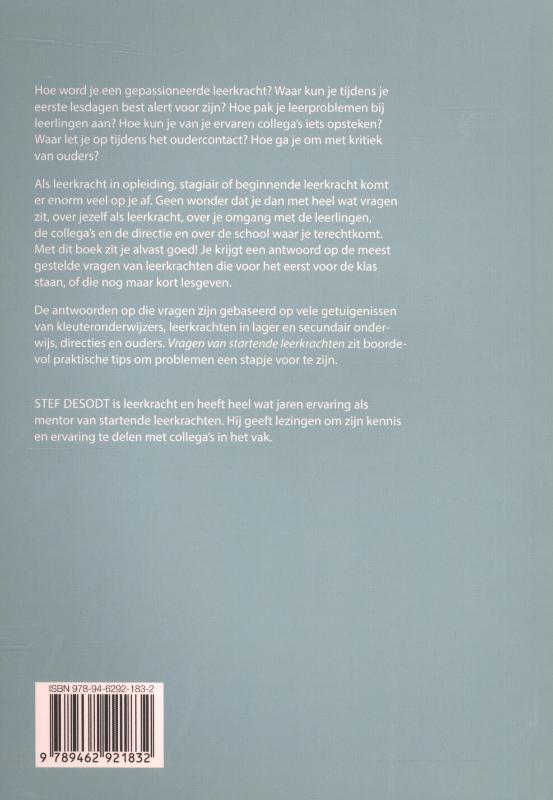 Achterkant van Vragen van startende leerkrachten