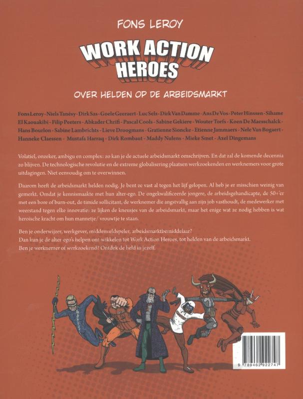 Achterkant van Work action heroes