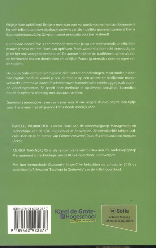 Achterkant van Grammaire innovactive