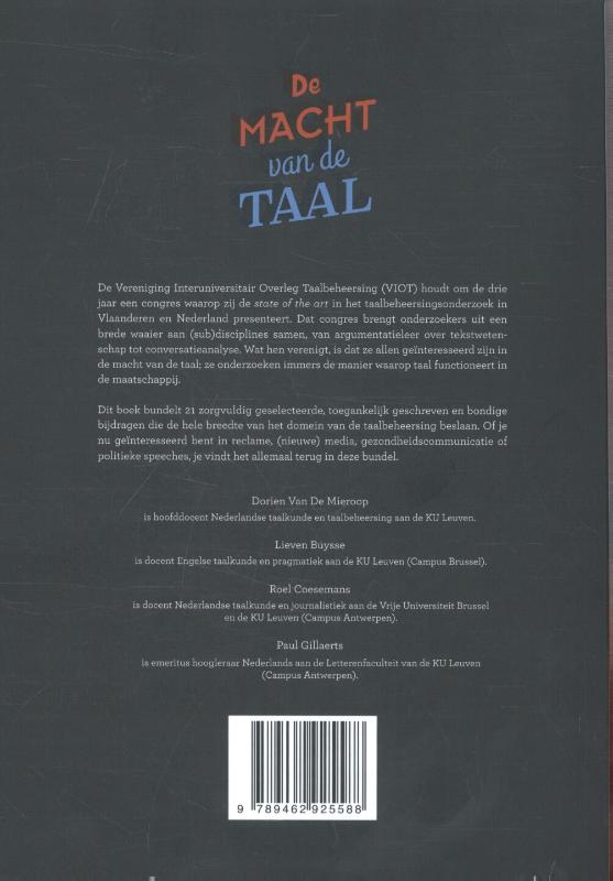 Achterkant van De macht van de taal