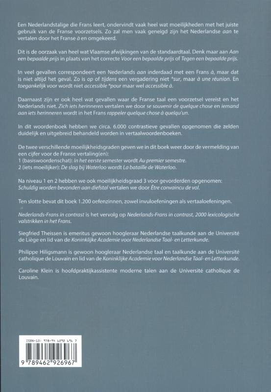 Achterkant van Nederlands-Frans in contrast