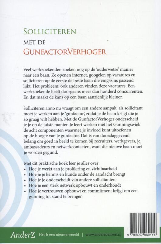 Achterkant van Solliciteren met de gunfactorverhoger