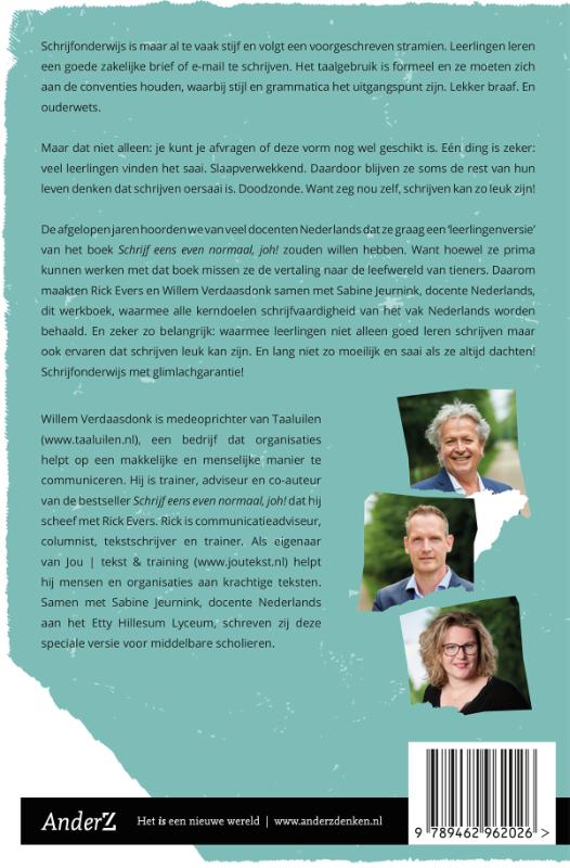 Achterkant van Gewoon schrijven, joh!