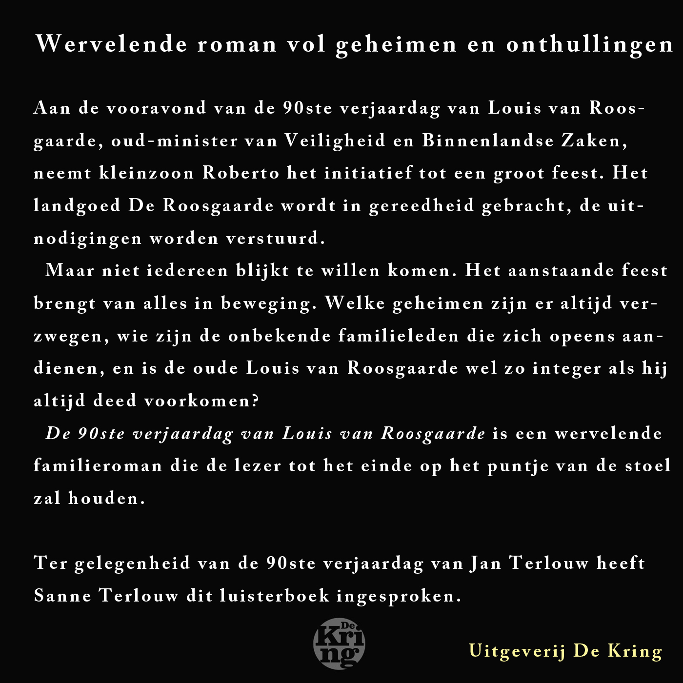 Achterkant van De 90ste verjaardag van Louis van Roosgaarde
