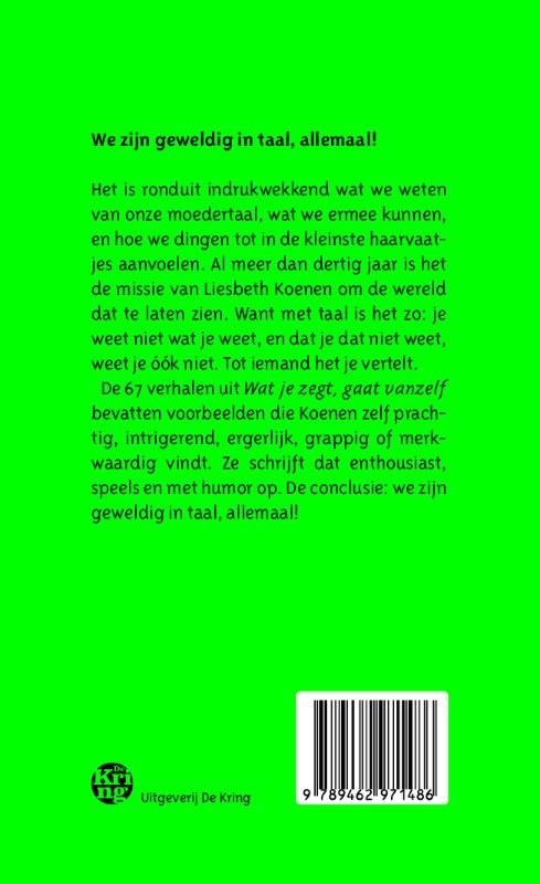 Achterkant van Wat je zegt, gaat vanzelf
