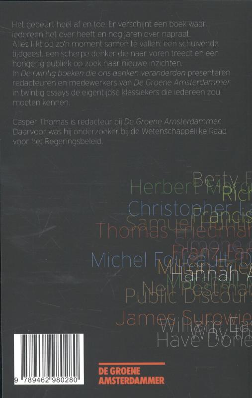 Achterkant van De twintig boeken die ons denken veranderden