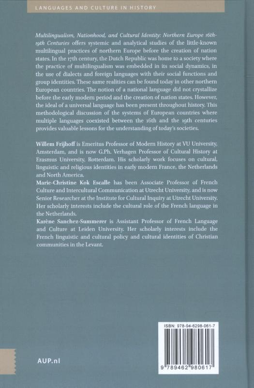 Achterkant van Multilingualism, nationhood, and cultural identity