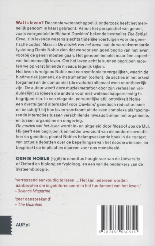 Achterkant van De muziek van het leven