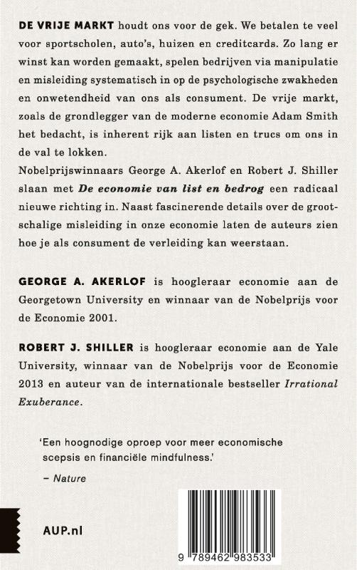 Achterkant van De economie van list en bedrog