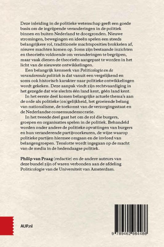 Achterkant van Politicologie en de veranderende politiek