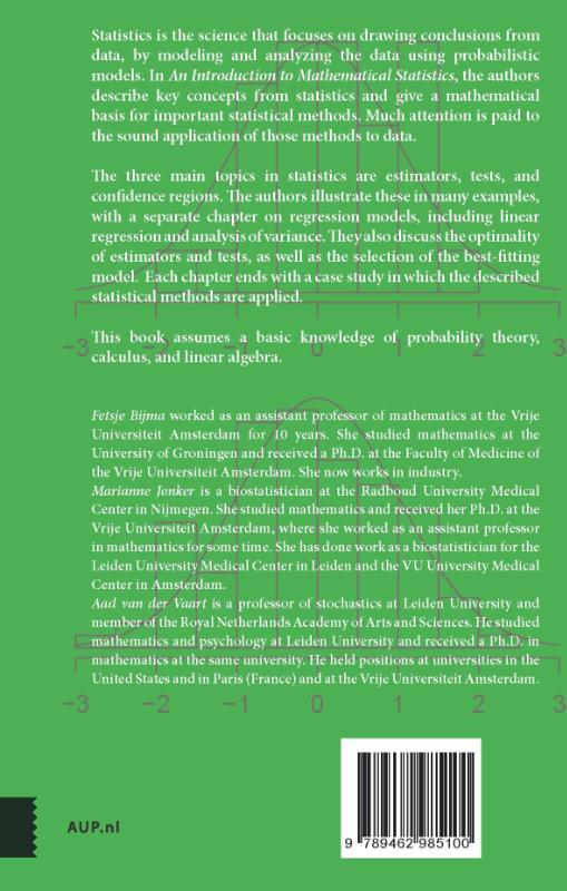 Achterkant van An introduction to mathematical statistics