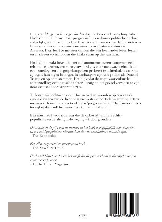 Achterkant van Vreemdelingen in hun eigen land